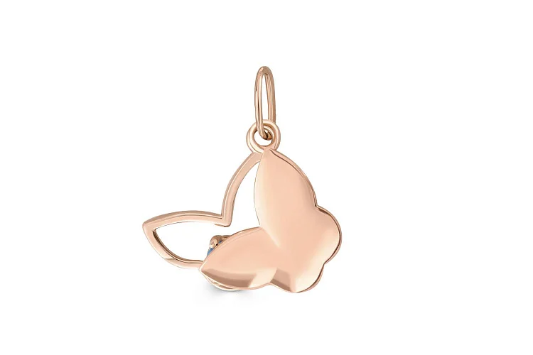 Подвеска Бабочка из красного золота с топазом swiss