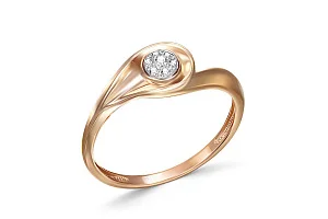 Кольцо Малинка из красного золота с 7 бриллиантами