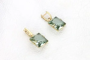 Серьги-трансформеры из жёлтого золота с 2 кварцами