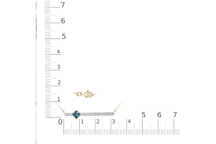 Колье Дорожка из красного золота с топазом лондон и 17 фианитами