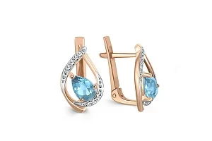 Серьги из красного золота с 2 топазами swiss и 14 фианитами