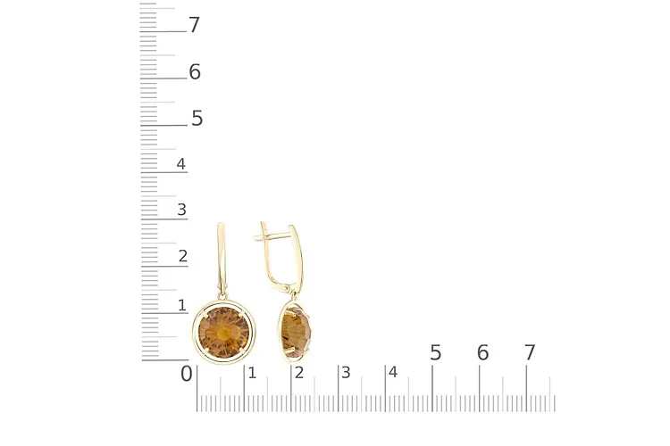 Серьги из жёлтого золота с 2 кварцами