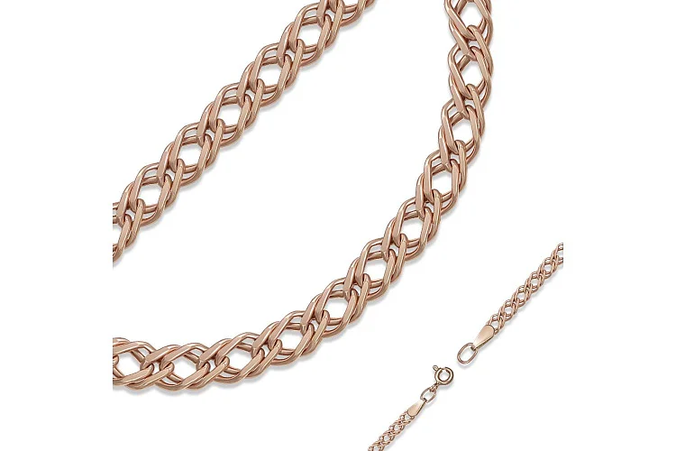 Цепь плетение двойной ромб ⌀ нити 0,60 мм  из красного золота