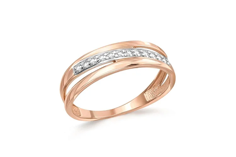 Кольцо Дорожка из красного золота с 12 фианитами