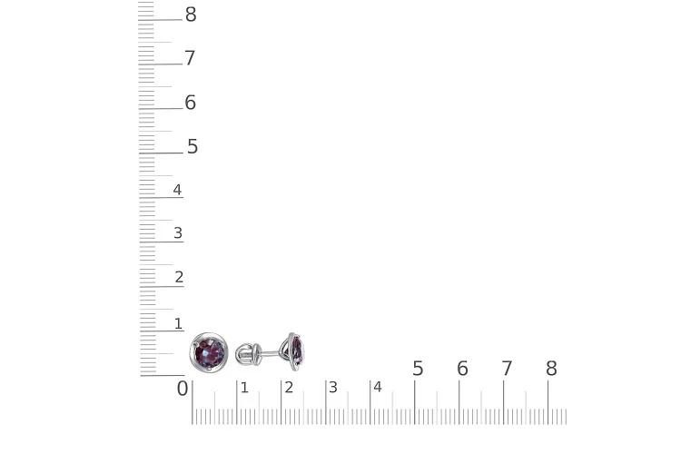 Серьги-пусеты из белого золота с 2 александритами