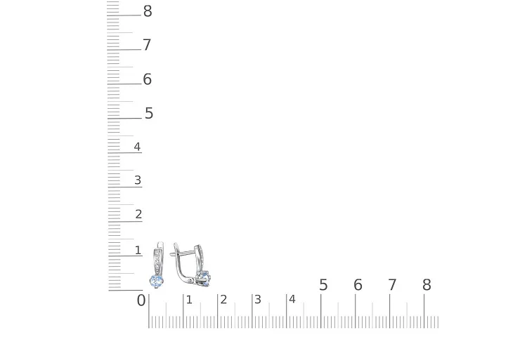 Серьги из белого золота с 2 топазами sky и 8 фианитами