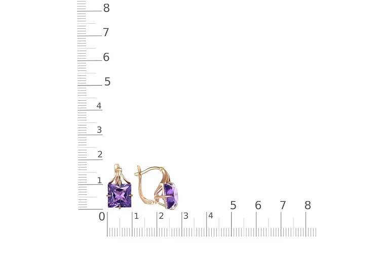 Серьги из красного золота с 2 ситаллами