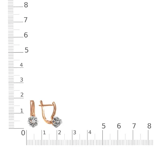 Серьги Цветы из красного золота с 2 фианитами