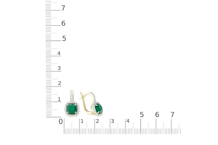 Серьги из жёлтого золота с 2 агатами и 50 фианитами