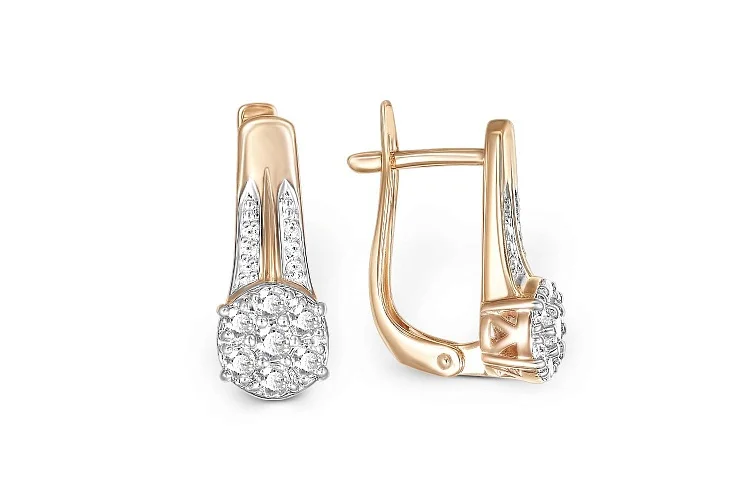 Серьги из красного золота с 26 бриллиантами