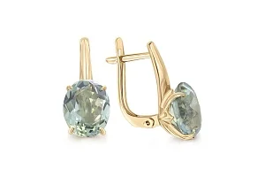 Серьги из жёлтого золота с 2 празиолитами