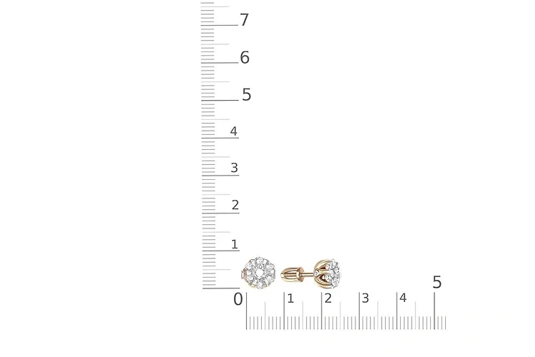 Серьги-пусеты Малинки из жёлтого золота с 18 бриллиантами