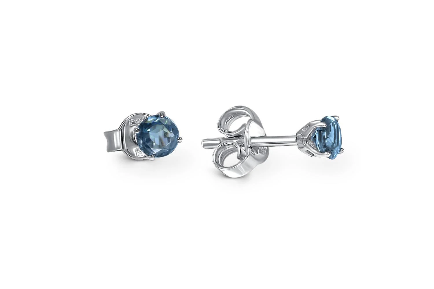 Серьги-пусеты из белого золота с 2 топазами лондон