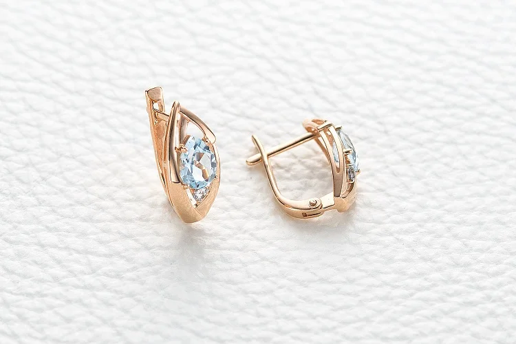 Серьги из красного золота с 4 топазами sky