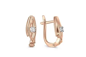 Серьги из красного золота с 2 фианитами