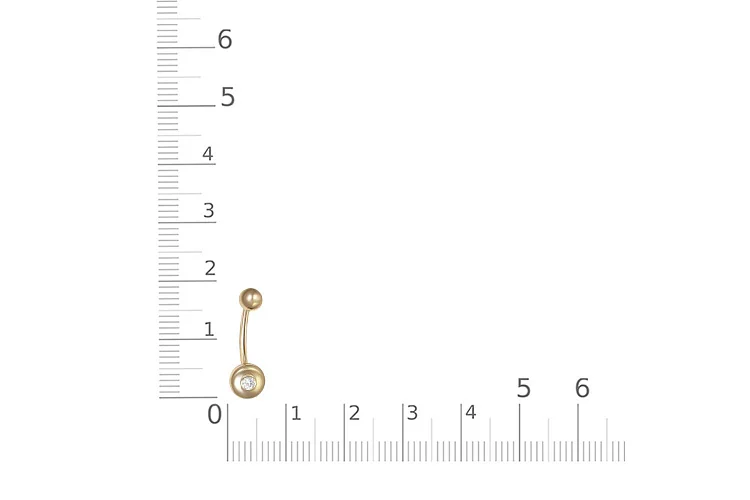 Пирсинг Круг из жёлтого золота с фианитом