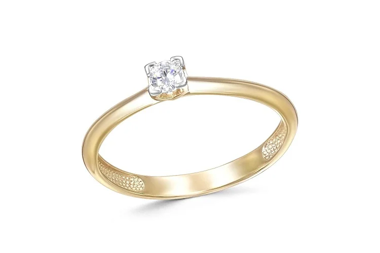 Кольцо из жёлтого золота с фианитом