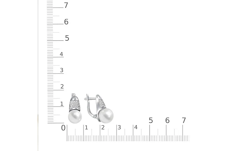 Серьги из белого золота с 2 жемчужинами и 42 бриллиантами