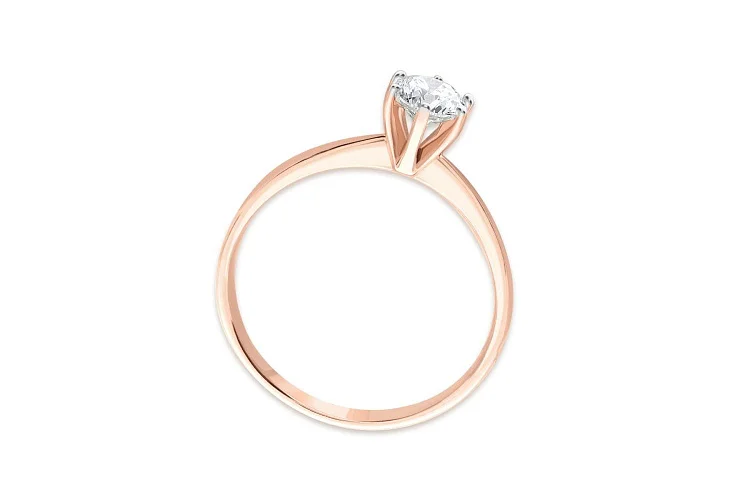 Кольцо из красного золота с выращенным бриллиантом