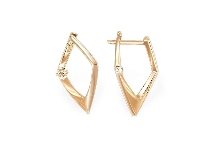 Серьги из красного золота без вставок