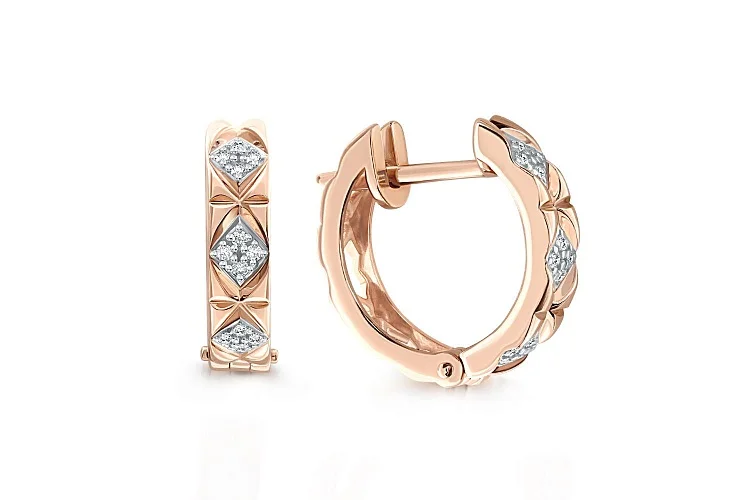 Серьги из красного золота с 24 фианитами