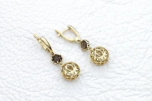 Серьги из жёлтого золота с 2 раухтопазами