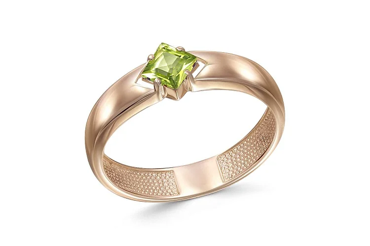 Кольцо из красного золота с хризолитом