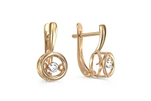 Серьги из красного золота с 2 фианитами