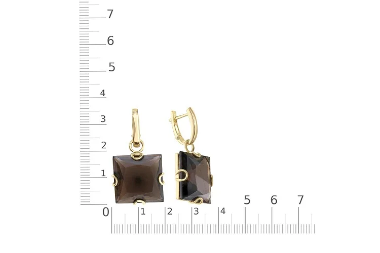 Серьги-трансформеры из жёлтого золота с 2 кварцами