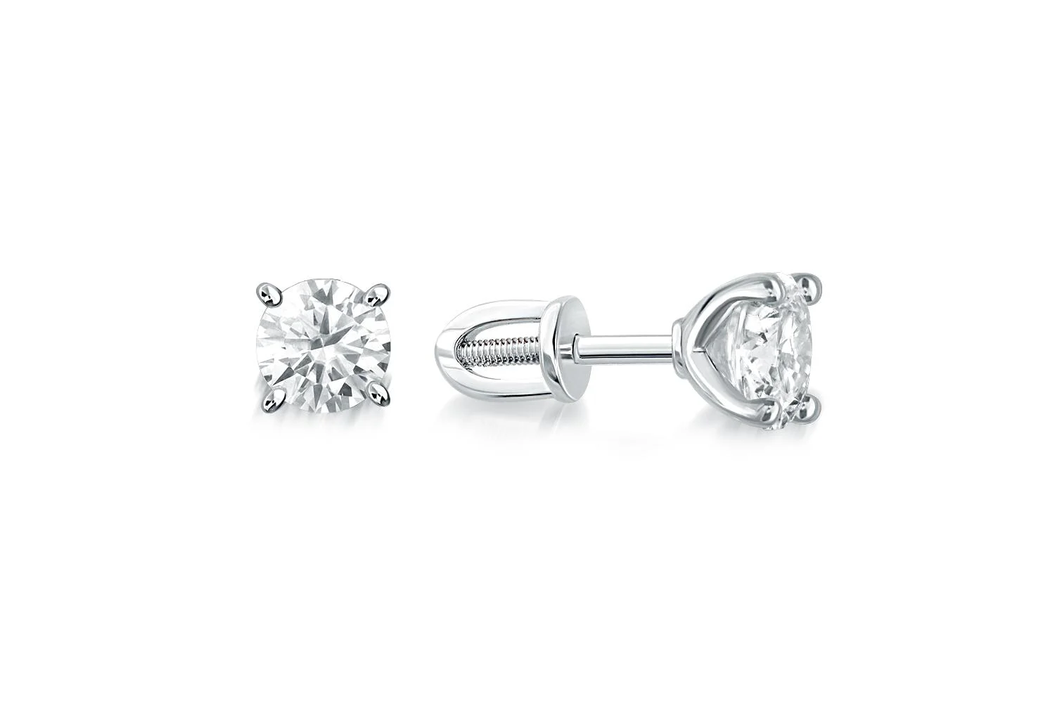 Серьги-пусеты из белого золота с 2 кристаллами swarovski