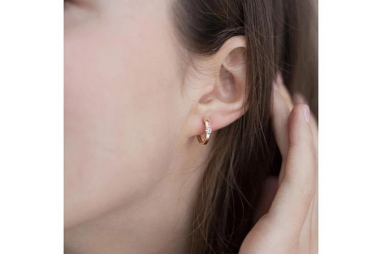 Серьги Малинки из красного золота с 14 бриллиантами