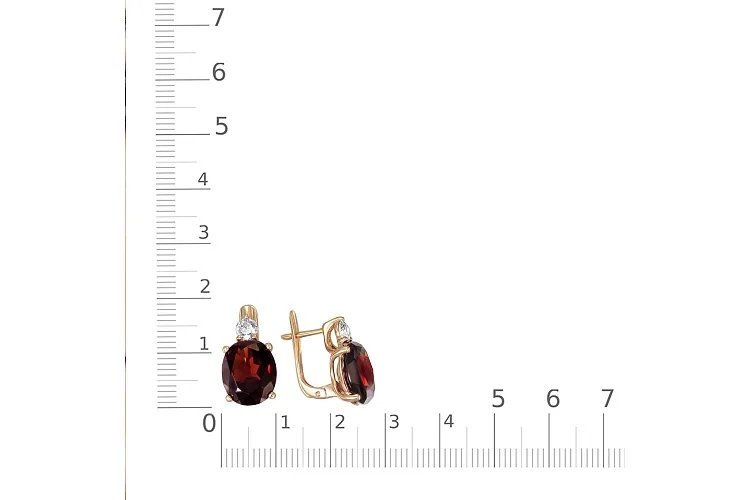 Серьги из красного золота с 2 кварцами и 2 фианитами
