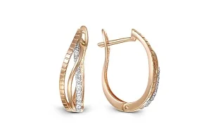 Серьги Дорожки из красного золота с 18 бриллиантами