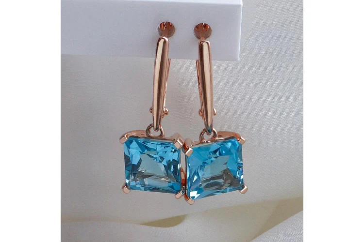 Серьги из красного золота с 2 топазами swiss