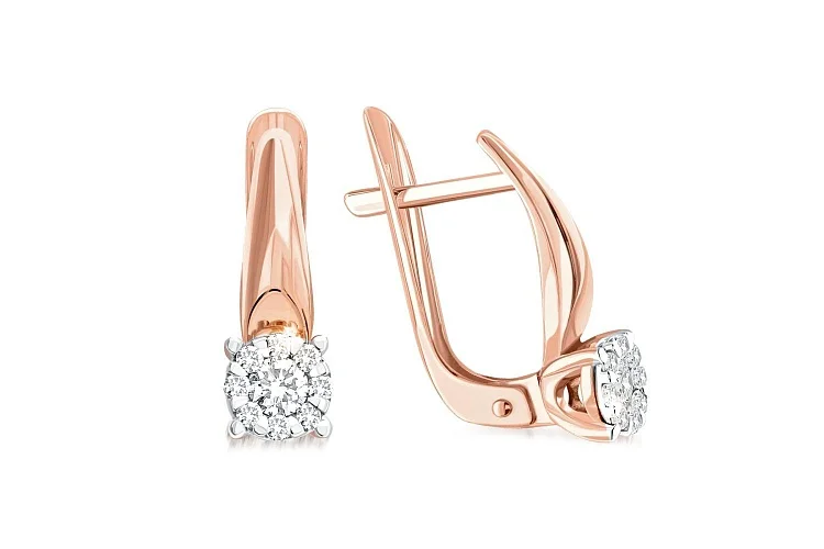 Серьги Малинки из красного золота с 18 бриллиантами