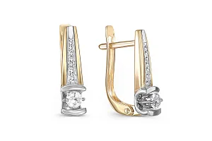 Серьги из жёлтого золота с 16 фианитами
