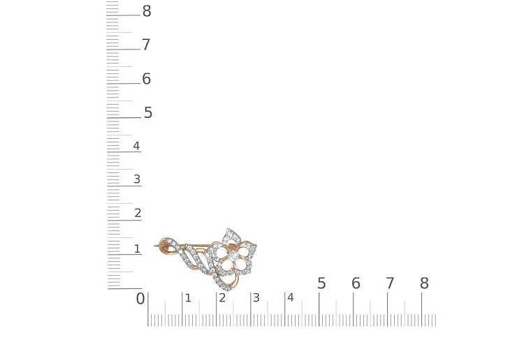 Брошь Цветок из красного золота с топазом sky и 47 фианитами