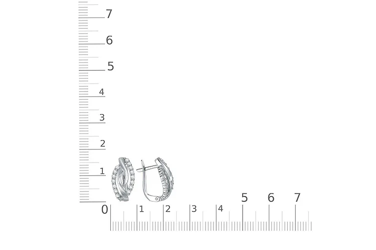 Серьги из белого золота с 32 фианитами