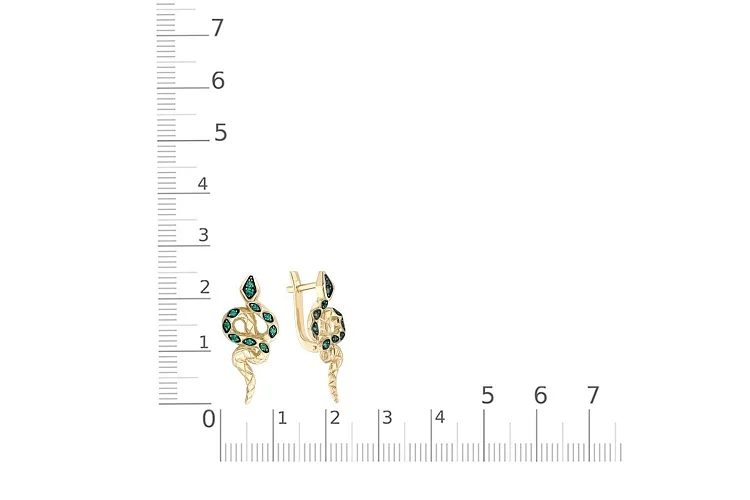 Серьги Змеи из жёлтого золота с 20 изумрудами