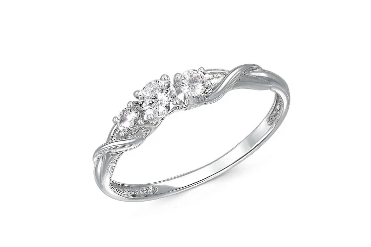 Кольцо из белого золота с 3 бриллиантами