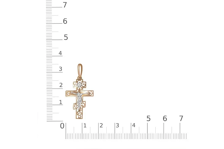 Крест из красного золота с фианитом