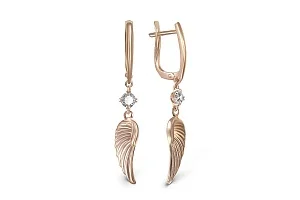 Серьги Крылья из красного золота с 2 фианитами