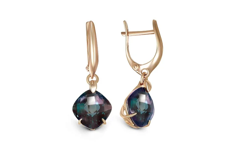 Серьги из красного золота с 2 александритами