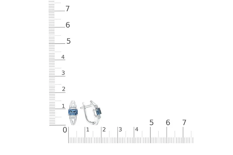 Серьги из белого золота с 2 топазами лондон и 12 фианитами