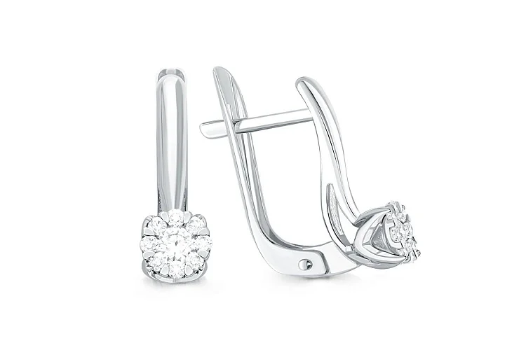 Серьги Малинки из белого золота с 18 муассанитами