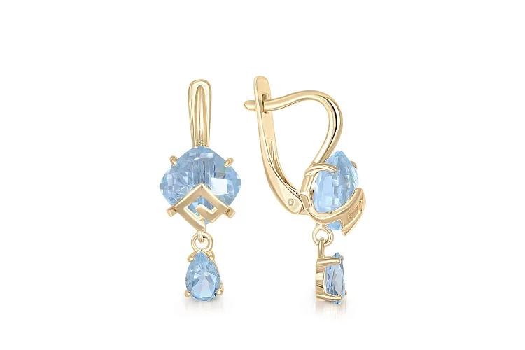 Серьги из жёлтого золота с 4 топазами sky