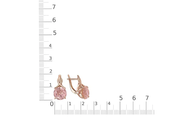 Серьги из красного золота с 2 ситаллами