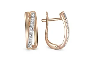 Серьги из красного золота с 20 фианитами