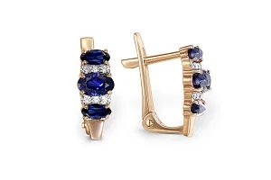 Серьги из красного золота с 6 сапфирами и 12 бриллиантами