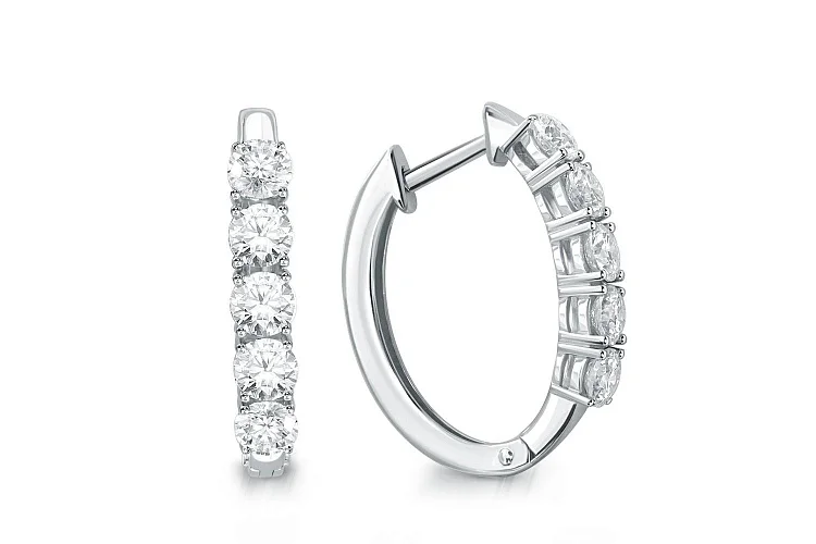 Серьги Дорожки из белого золота с 10 бриллиантами